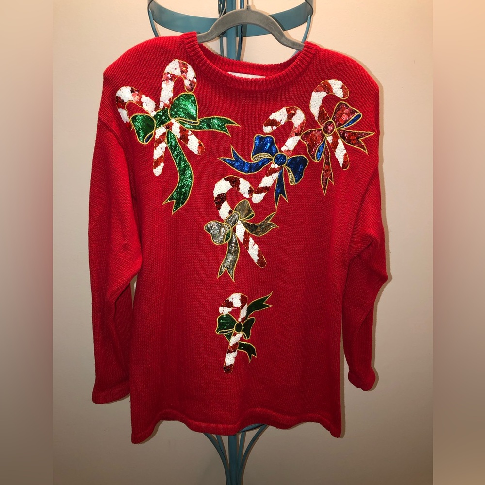 Vintage Sequin Christmas Sweater Med Victoria Harbour
